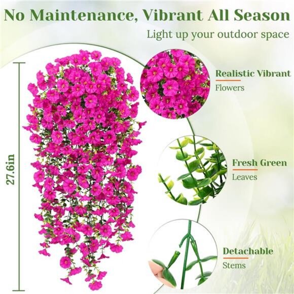 2 Pcs Look Real Artificial Flowers for Outdoors, Realistic Artificial Flower - Picture 4 of 7